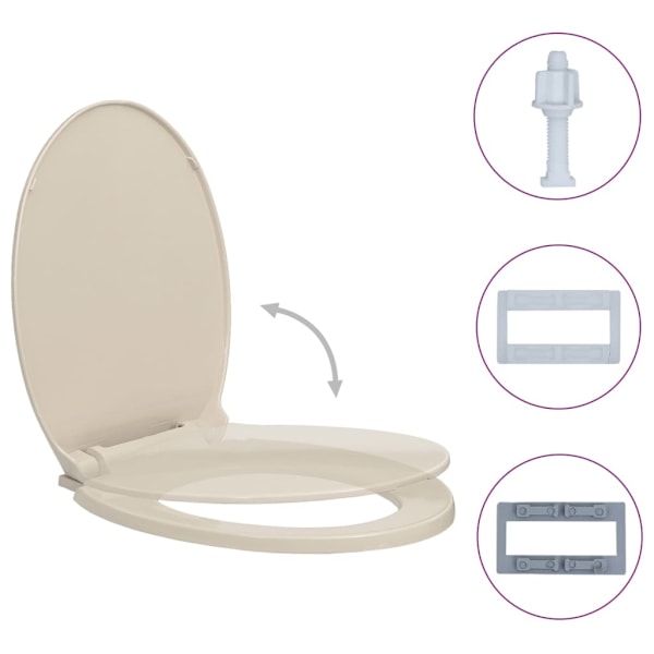 vidaXL Toalettsits mjuk stängning aprikos oval Beige