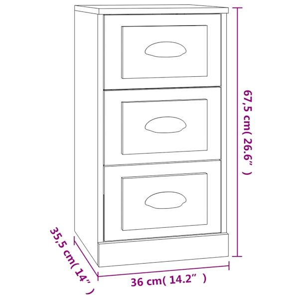 vidaXL Byrå vit 36x35,5x67,5 cm konstruerat trä Vit