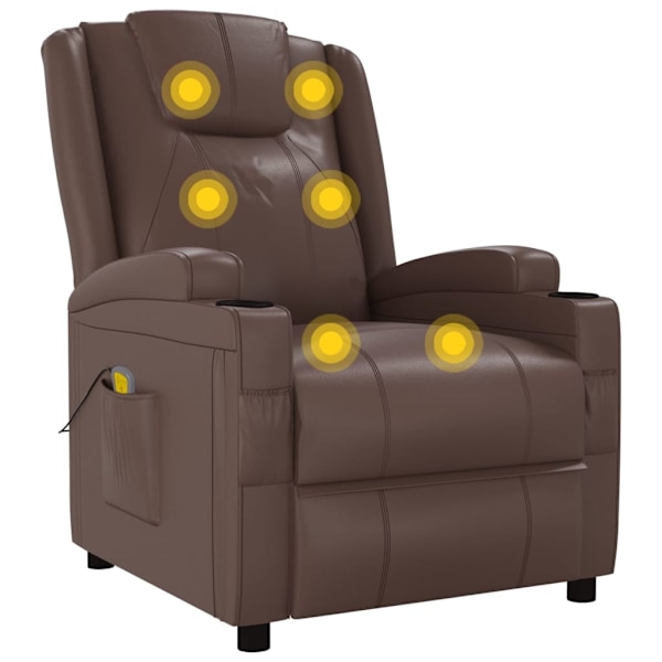 vidaXL Massagefåtölj brun konstläder Brun