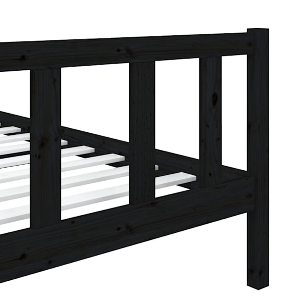 vidaXL Sängram svart massivt trä 90x200 cm enkelsäng Svart