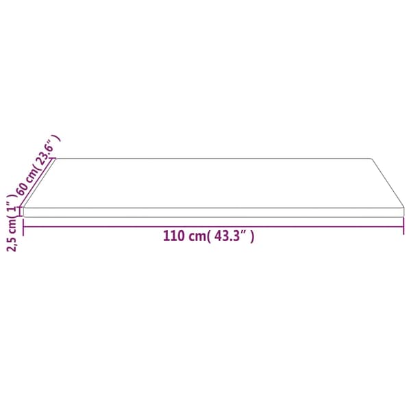 vidaXL Bordsskiva vit 110x60x2,5 cm massiv furu rektangulär Vit