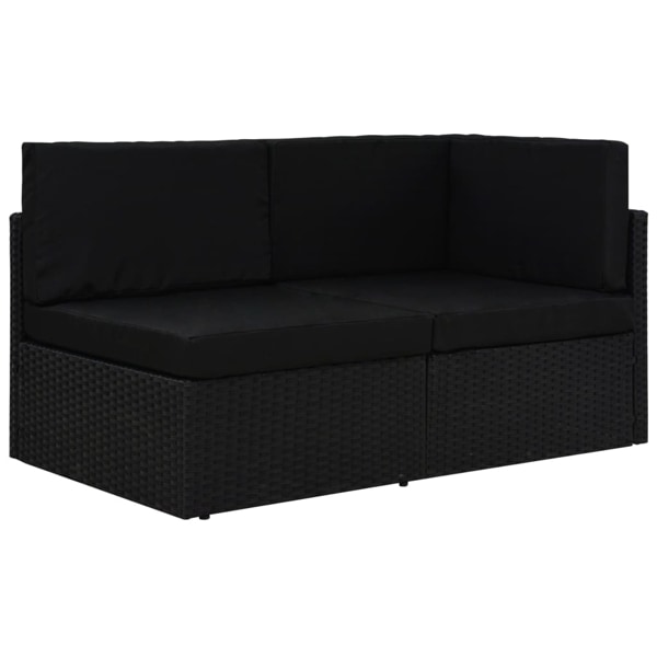 vidaXL Modulsoffa 2-sits konstrotting svart Svart