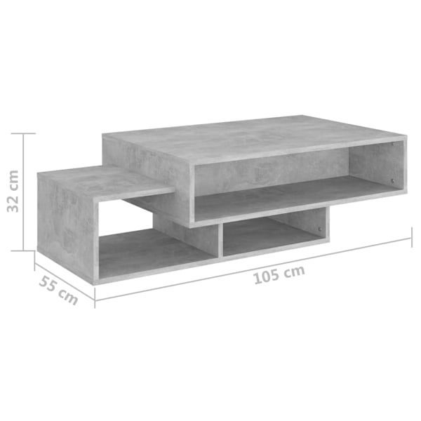 vidaXL Soffbord betonggrå 105x55x32 cm konstruerat trä grå