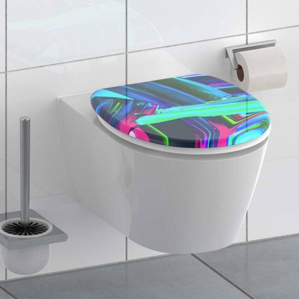 SCHÜTTE Toalettsits med mjuk stängning NEON PAINT multifärg