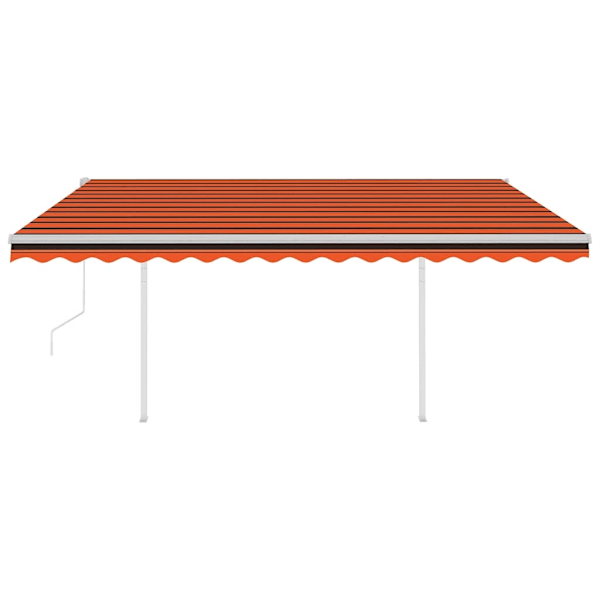 vidaXL Markis med stolpar automatisk infällbar 4x3 m orange och brun Orange