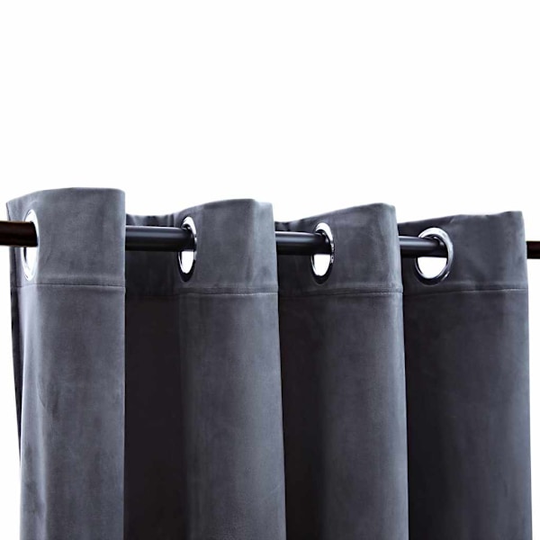 vidaXL Mörkläggningsgardiner med ringar 2 st antracit sammet 140x245 cm Antracit