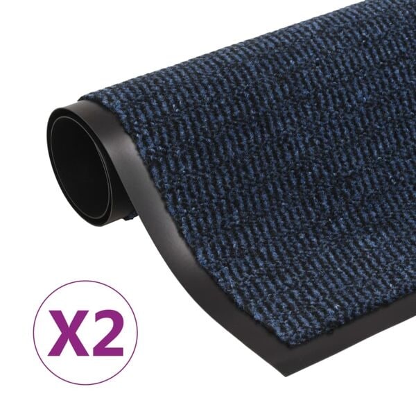 vidaXL Dörrmattor 2 st rektangulär tuftad 90x150 cm blå Blå