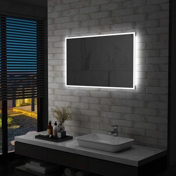 vidaXL Badrumsspegel LED 100x60 cm Silver