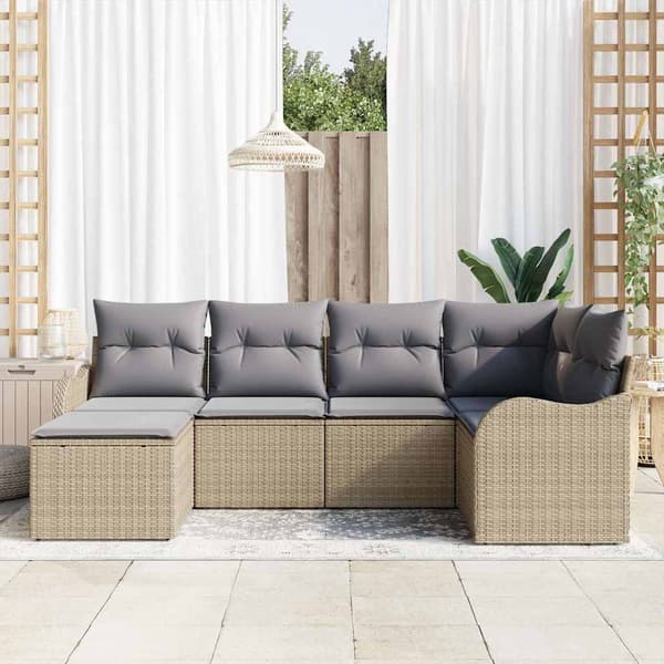 vidaXL Trädgårdsoffset Beige konstrotting Beige