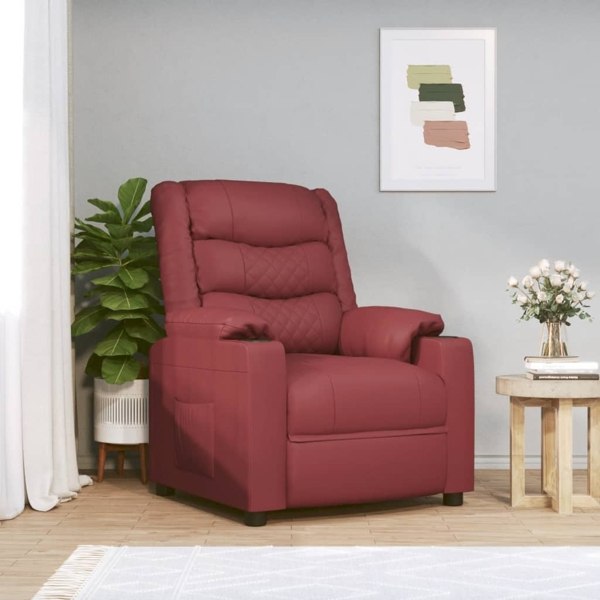 vidaXL Reclinerfåtölj vinröd konstläder Röd