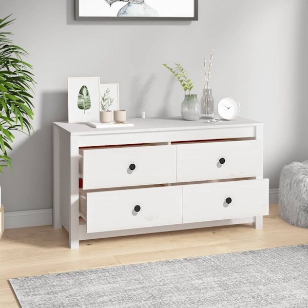 vidaXL Sidoskåp vit 100x40x54 cm massiv furu Vit