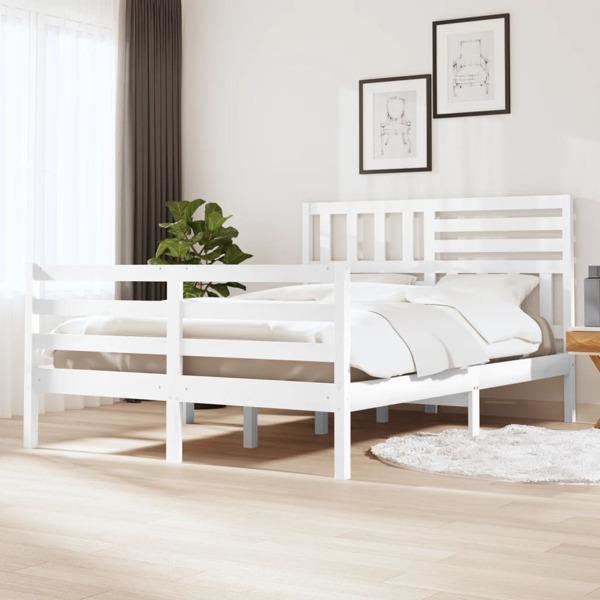 vidaXL Sängram vit massivt trä 120x200 cm enkelsäng Vit