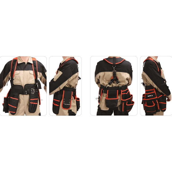 YATO Verktygsbälte med hängslen polyester 128 cm Svart
