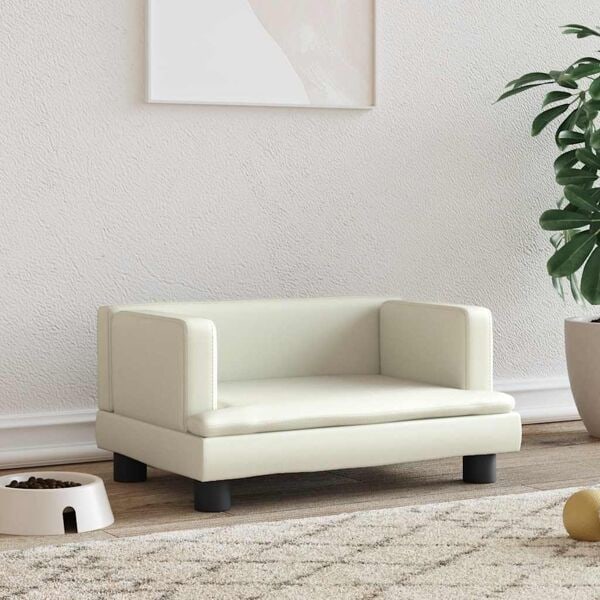 vidaXL Hundbädd gräddvit 60x40x30 cm konstläder Kräm