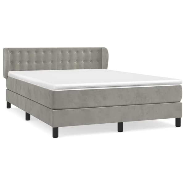 vidaXL Ramsäng med madrass ljusgrå 140x190 cm sammet Grå