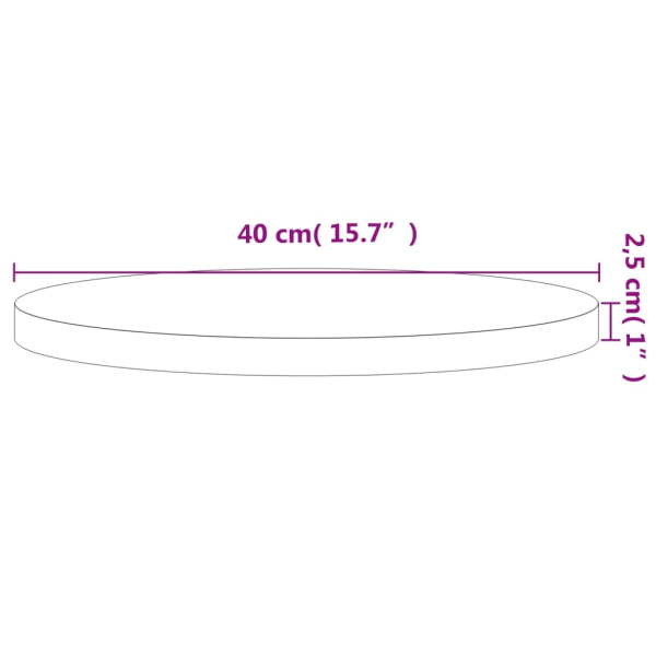 vidaXL Bordsskiva Ø40x2,5 cm rund massivt bokträ Brun