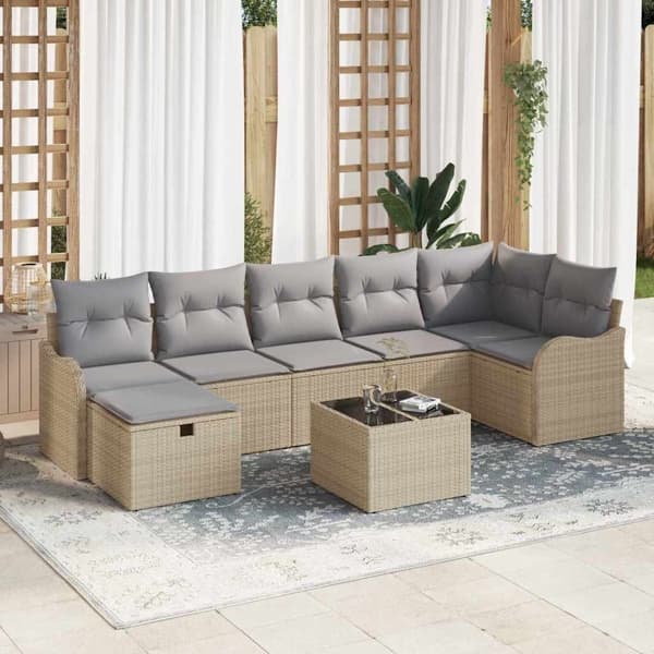 vidaXL Trädgårdsoffset 8 st Poly rattan Svart