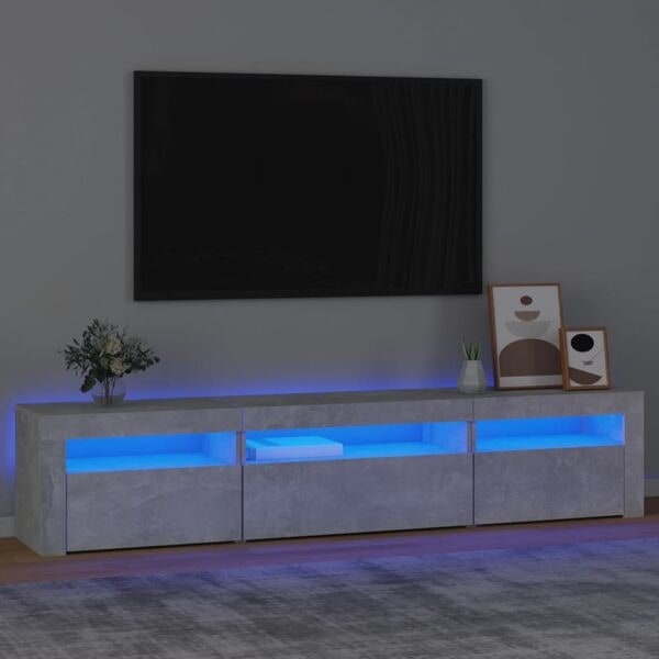 vidaXL Tv-bänk med LED-belysning Betonggrå 195x35x40 cm Grå