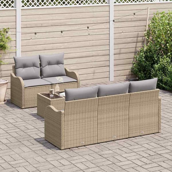 vidaXL Trädgårdsoffset Beige konstrotting Beige