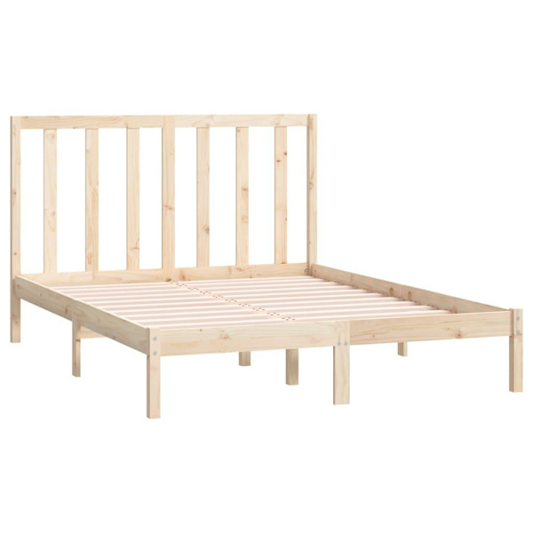 vidaXL Sängram massiv furu 135x190 cm Brun