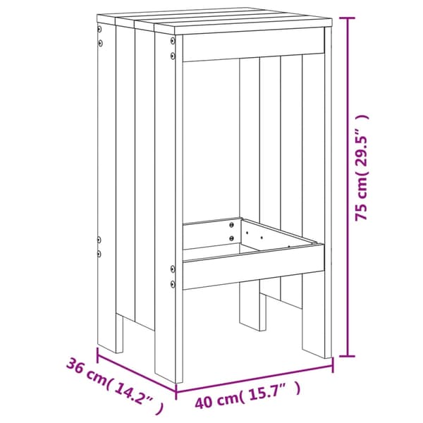 vidaXL Barstolar 2 st grå 40x36x75 cm massiv furu Grå