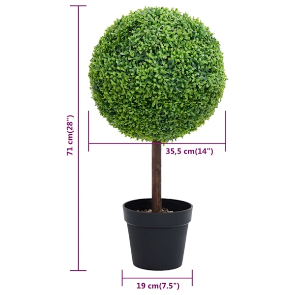 vidaXL Konstväxt buxbom bollformad med kruka 71 cm grön Grön