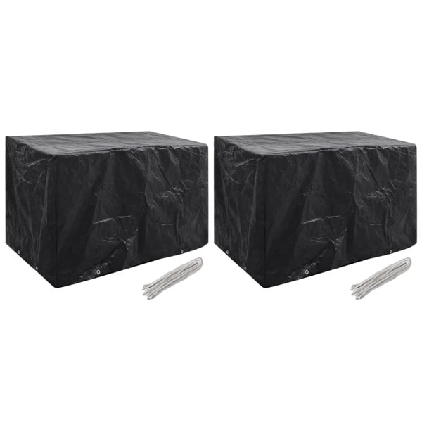 vidaXL Överdrag för trädgårdsmöbler 2 st 8 öljetter 140x70x90 cm Svart