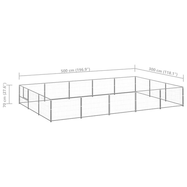 vidaXL Hundgård silver 15 m² stål Silver
