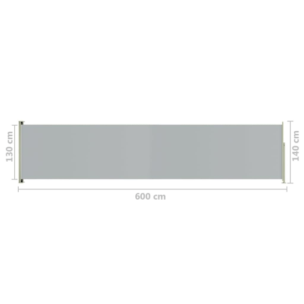 vidaXL Infällbar sidomarkis 140x600 cm grå grå