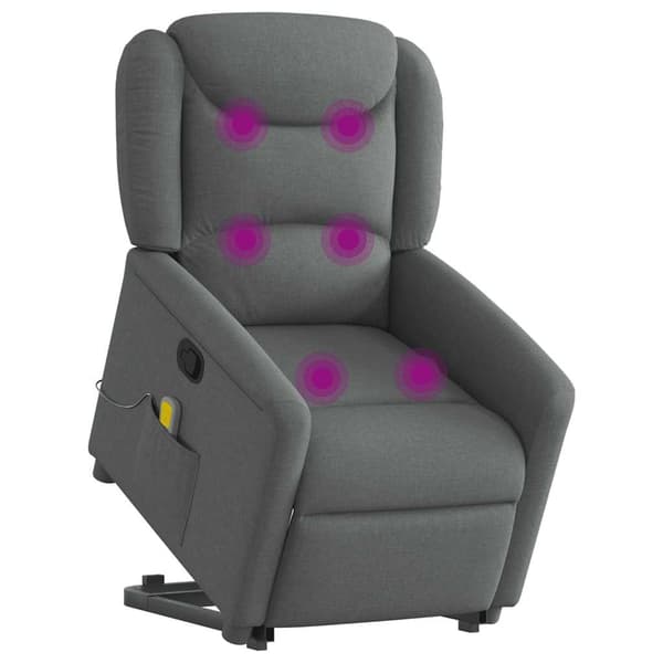 vidaXL Massagefåtölj med uppresningshjälp mörkgrå tyg Grå