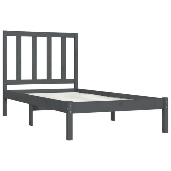 vidaXL Sängram grå massiv furu 90x200 cm Grå