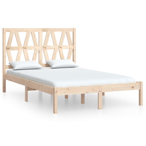 vidaXL Sängram massiv furu 135x190 cm Brun