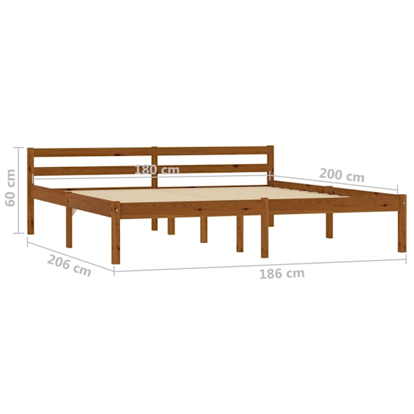 vidaXL Sängram honungsbrun massiv furu 180x200 cm Brun
