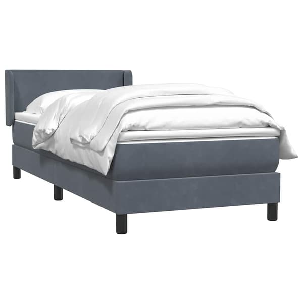 vidaXL Resårsäng med madrass mörkgrå 90x220 cm sammet Grå