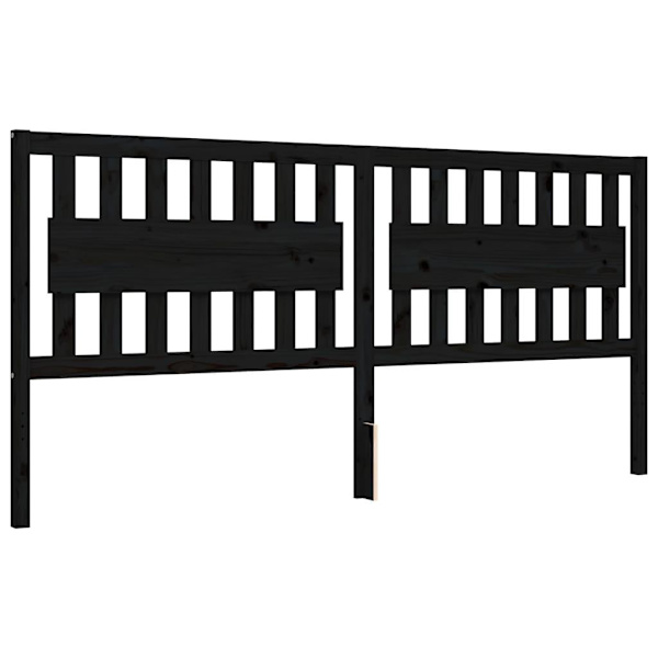 vidaXL Sängram med huvudgavel svart 200x200 cm massivt trä Svart