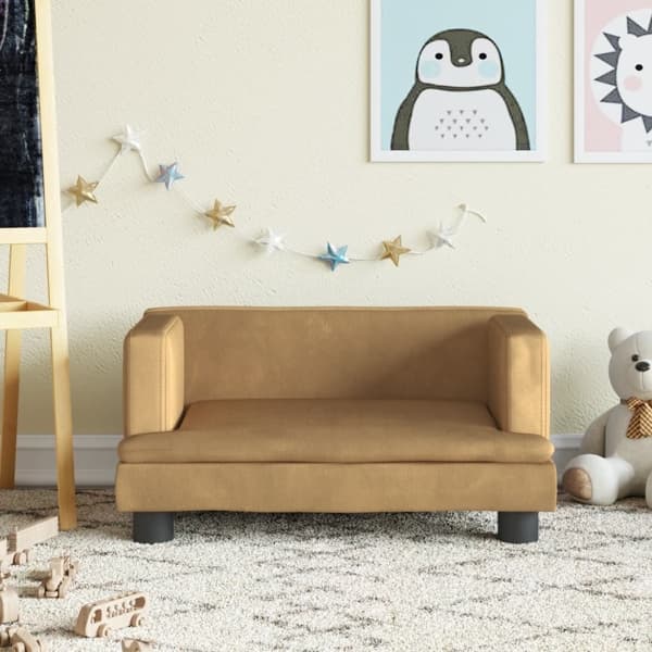 vidaXL Barnsoffa brun 60x40x30 cm sammet Brun