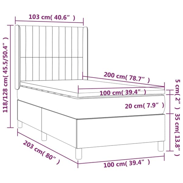 vidaXL Ramsäng med madrass mörkblå 100x200 cm sammet Blå