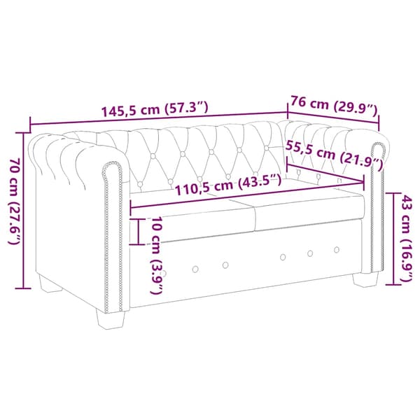 vidaXL Soffa Chesterfield i vit konstläder 2-sitsig Vit