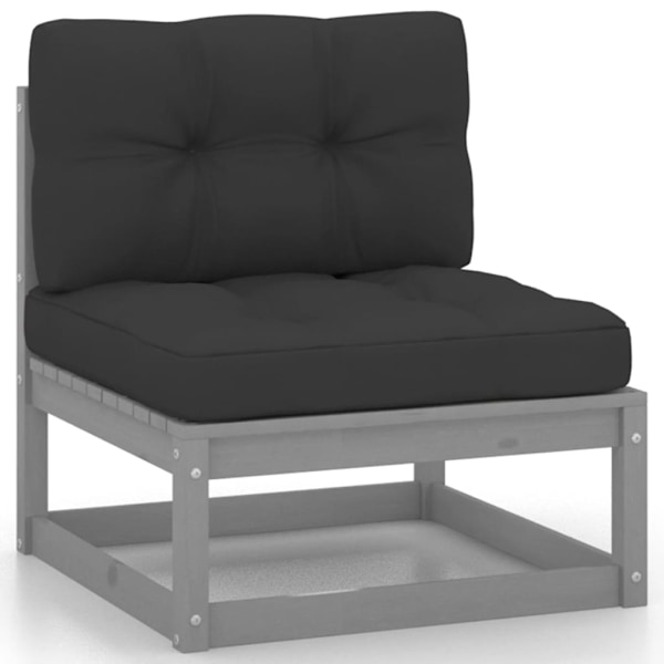 vidaXL Loungegrupp med Dynor 11 delar grå massiv furu grå