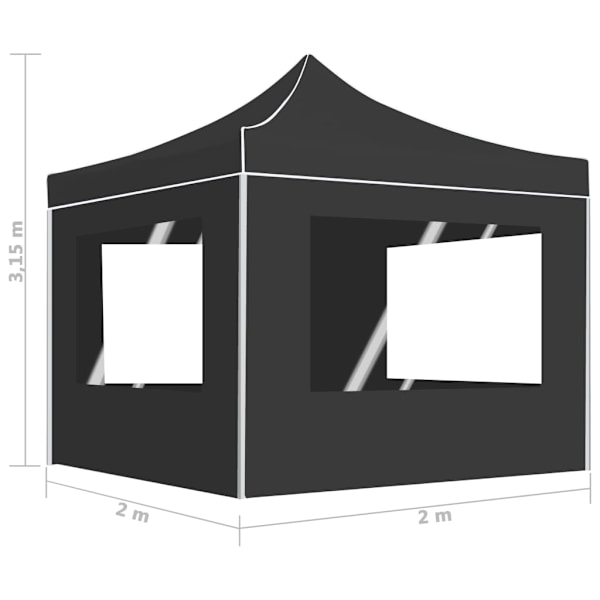 vidaXL Hopfällbart partytält med väggar aluminium 2x2 m antracit Antracit