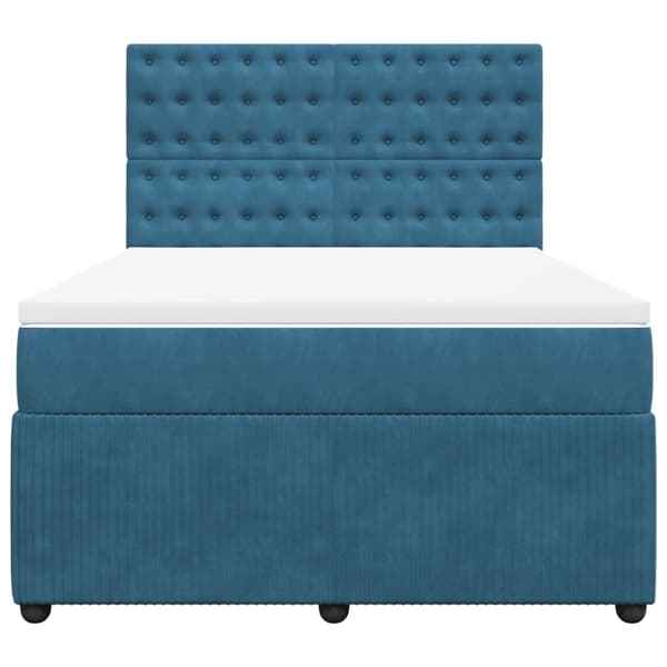 vidaXL Ramsäng med madrass mörkblå 160x200 cm sammet Blå