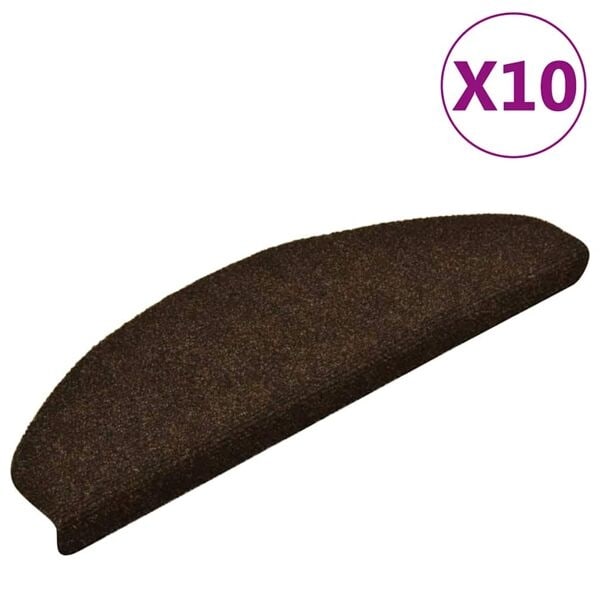 vidaXL Trappstegsmattor självhäftande 10 st brun 65x21x4 cm brodyr Brun