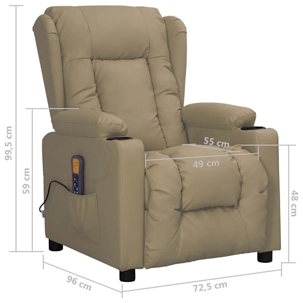 vidaXL Massagefåtölj cappuccino konstläder Brun