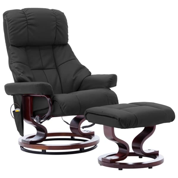 vidaXL Massagefåtölj grå konstläder och böjträ grå