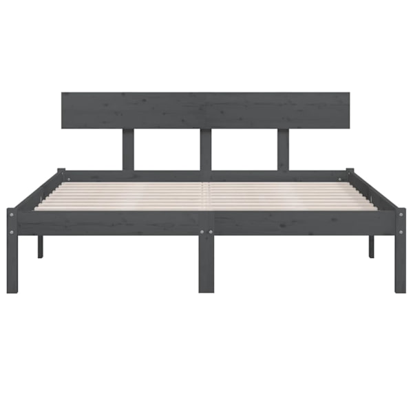 vidaXL Sängram grå massiv furu 160x200 cm grå