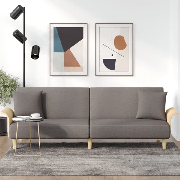 vidaXL Bäddsoffa med armstöd taupe tyg Taupe