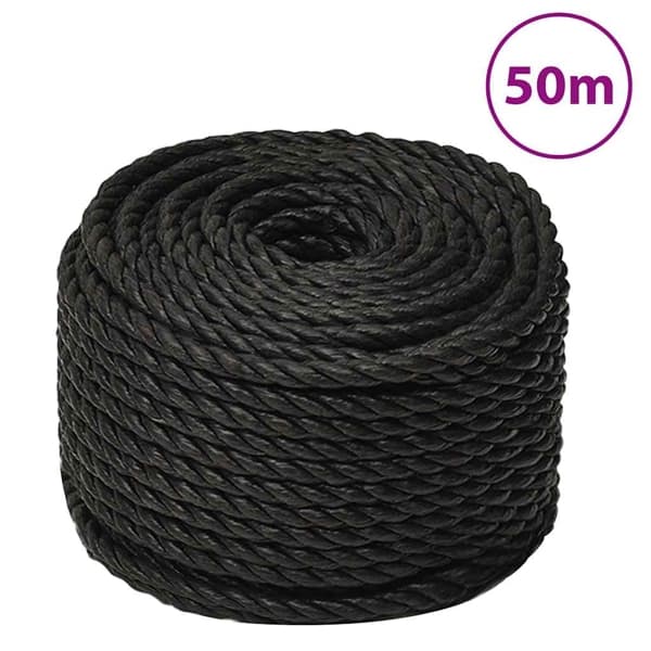 vidaXL Rep svart 12 mm 50 m polypropen