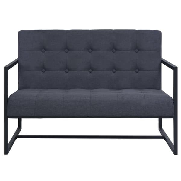 vidaXL Soffa med armstöd 2-sits stål och tyg mörkgrå grå