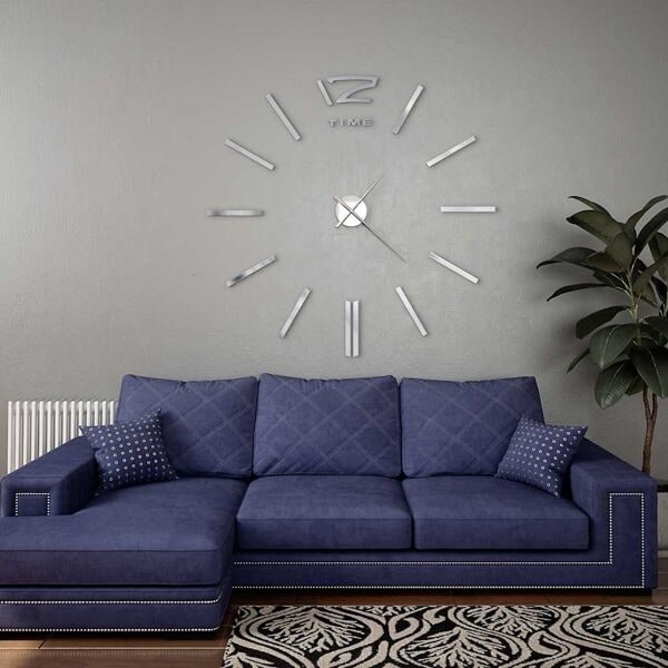 vidaXL Väggklocka 3D modern design 100 cm XXL silver Silver
