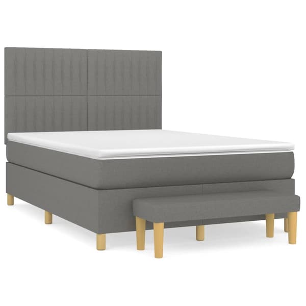 vidaXL Ramsäng med madrass mörkgrå 140x200 cm tyg Grå